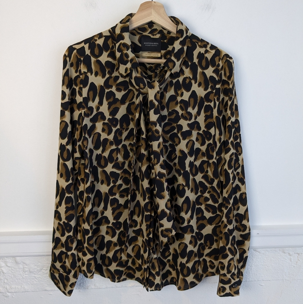 Scotch & Soda Leopard Print Bow Blouse - image 3